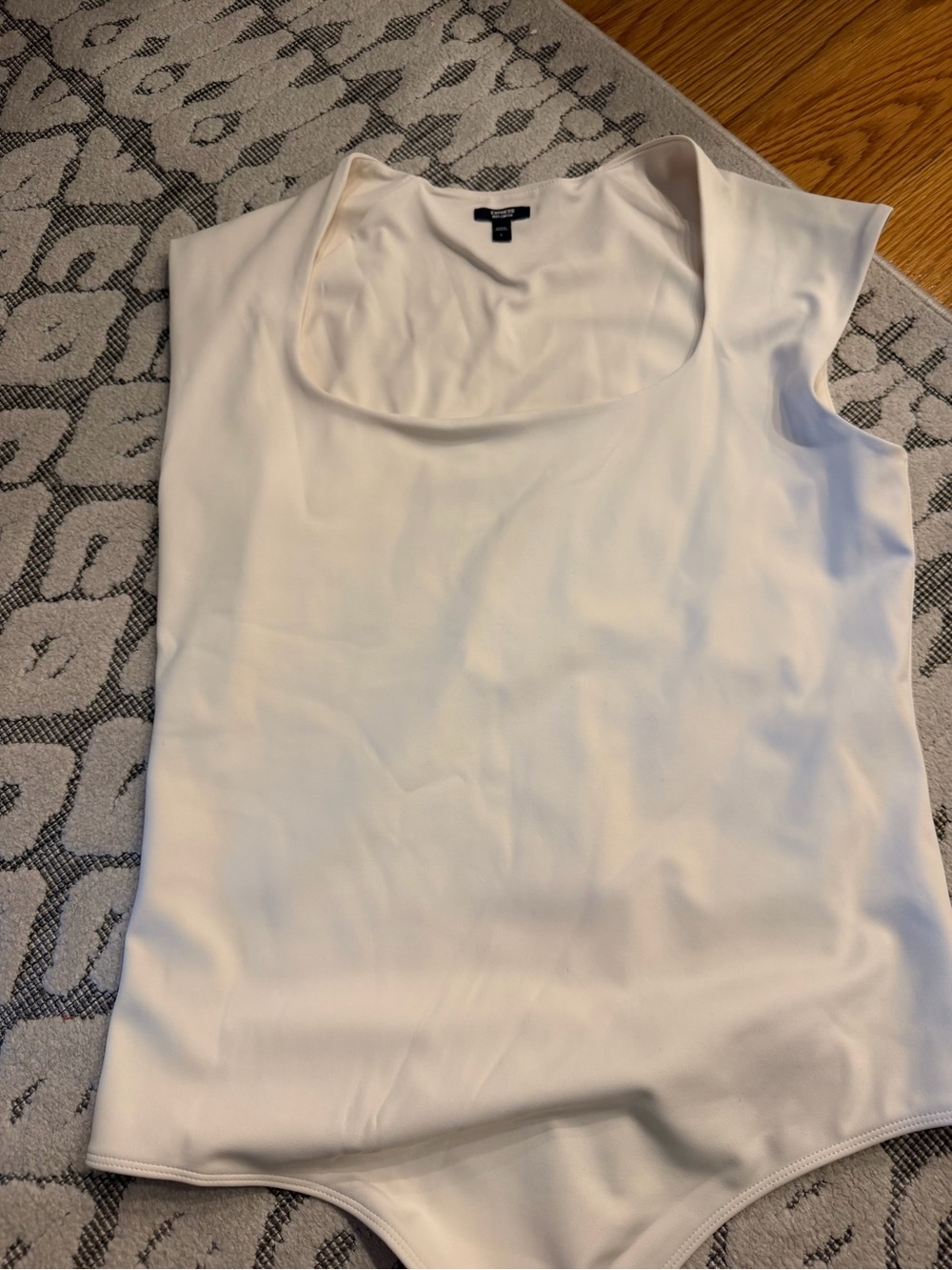 Express Ivory Scoop Neck Stretch Bodysuit